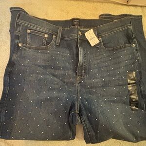 J. Crew Dark Blue Straight Leg Jeans with White Dots